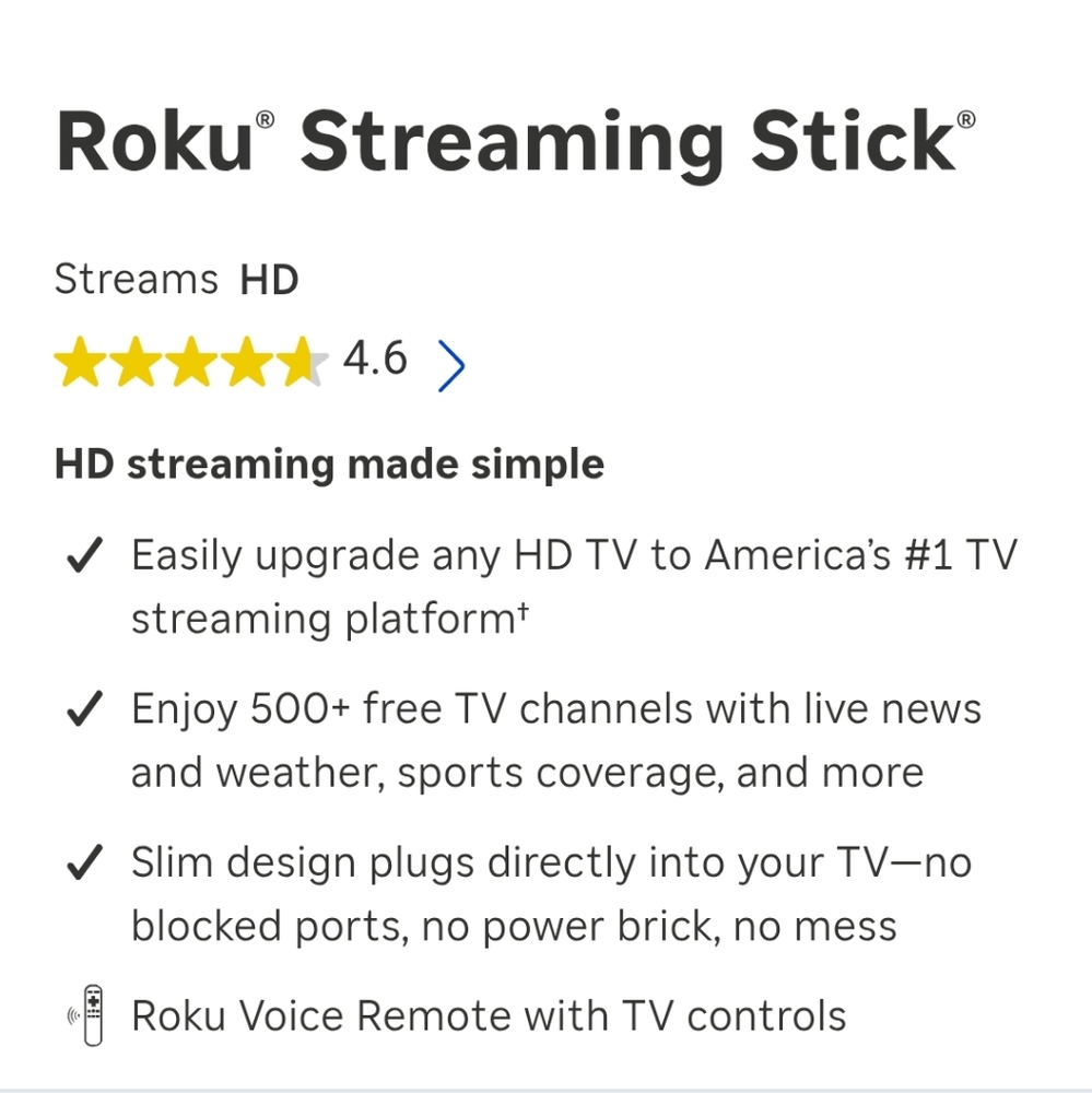Roku Streaming Stick - Portable, Streams HD - Picture 2 of 7